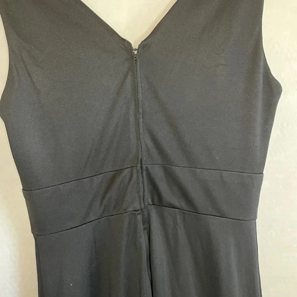 Vintage 70s R&K Knits Women's Gown - Maxi Black Pleated Formal Party Dress